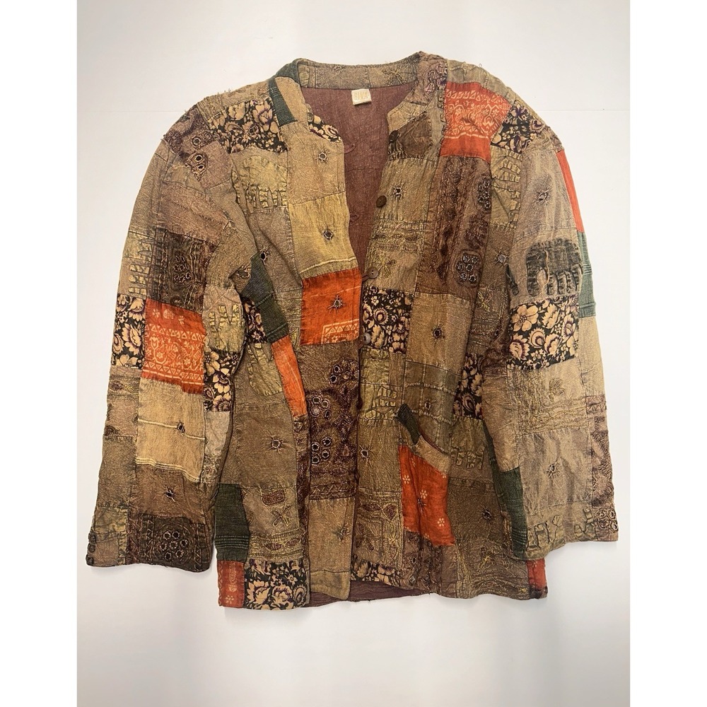 Riva Patchwork Quilt Boho Oversized Sweater Size L